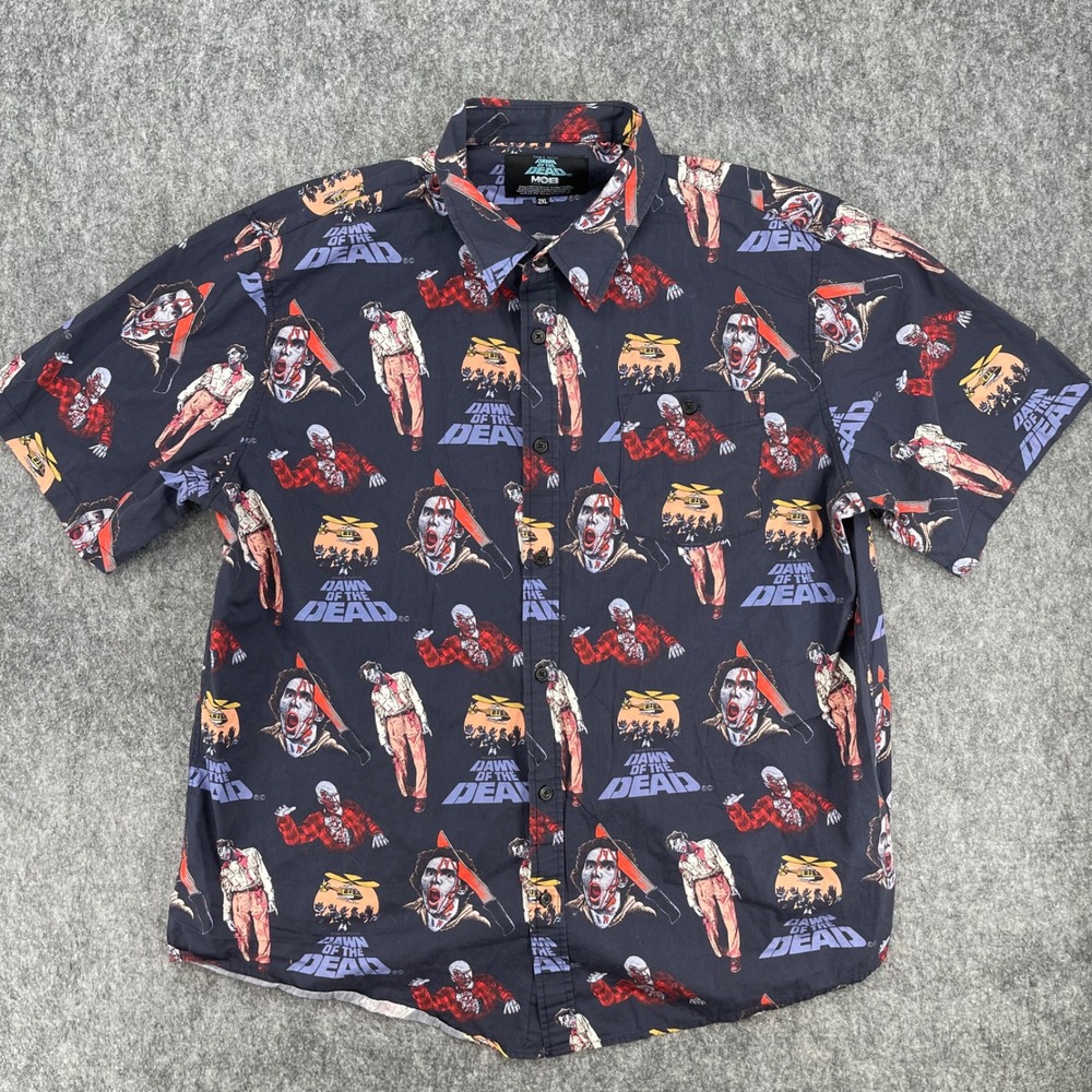 Dawn of the Dead Shirt Mens 2XL Zombie Horror Button Down Middle of Beyond